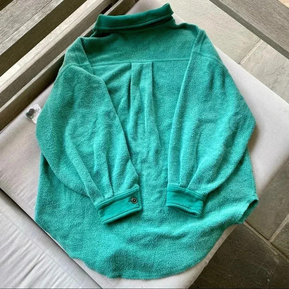 New Free People Ruby Jacket Shacket Oversized Fleece Button Watermelon Green - Picture 5 of 6
